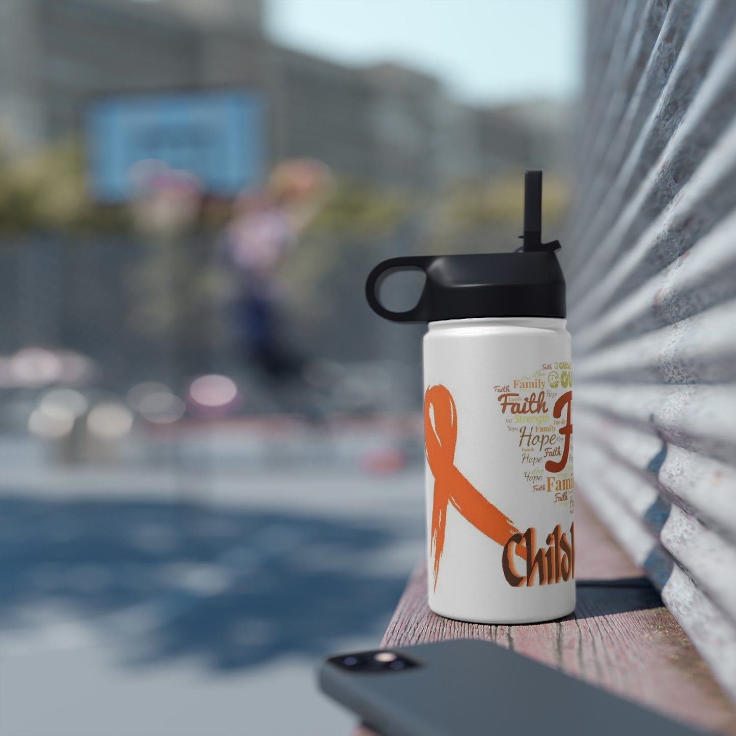 Childhood Luekemia - Stainless Steel Water Bottle, Standard Lid