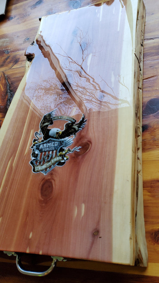 Decorative Armed Forces Cedar Serving Tray