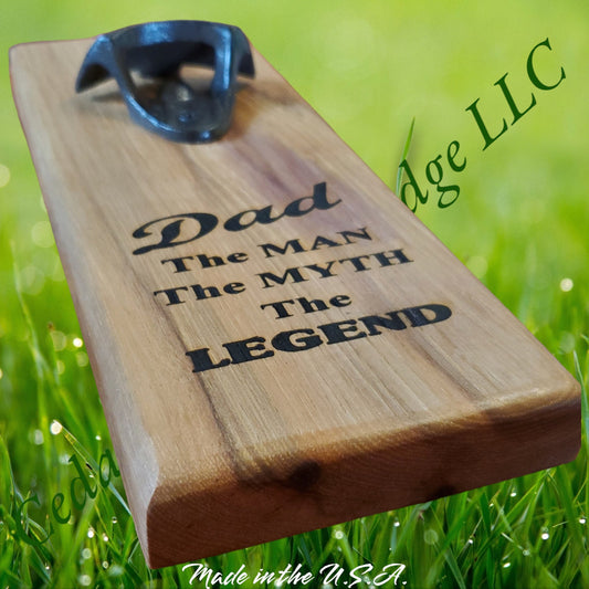 Dad's Bottle Opener - Hickory Wood