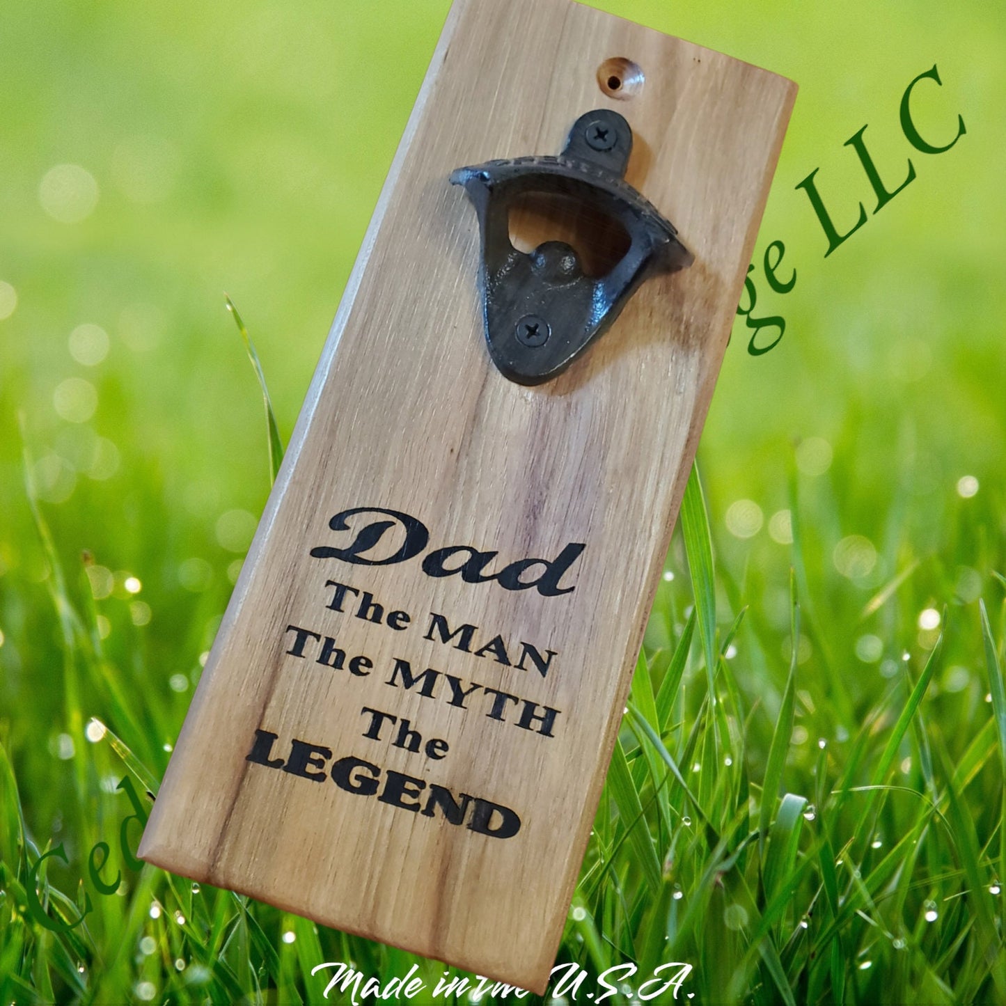Dad's Bottle Opener - Hickory Wood
