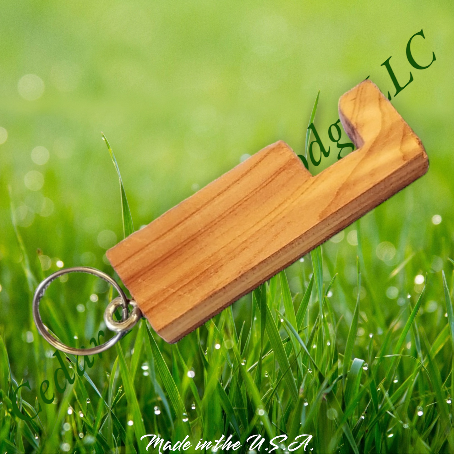 Cedar Keychain / Phone Stand