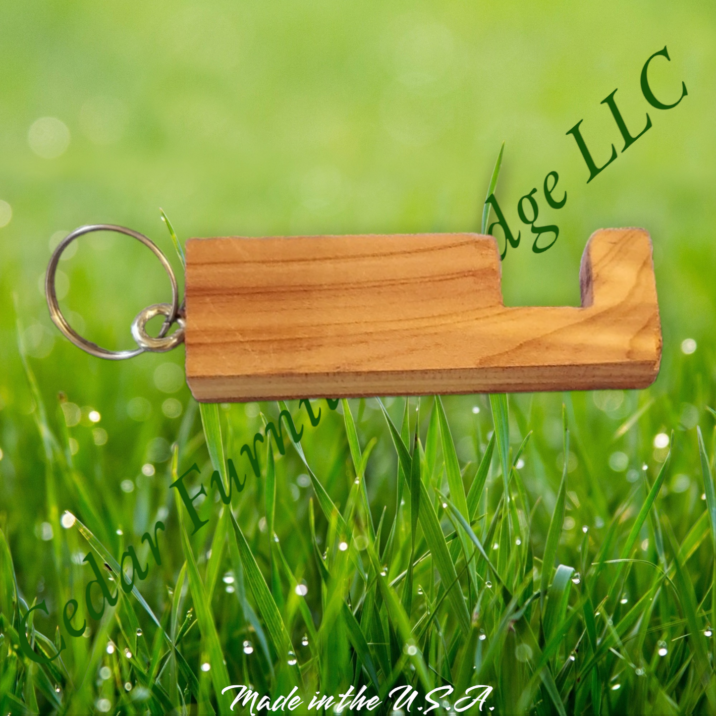 Cedar Keychain / Phone Stand