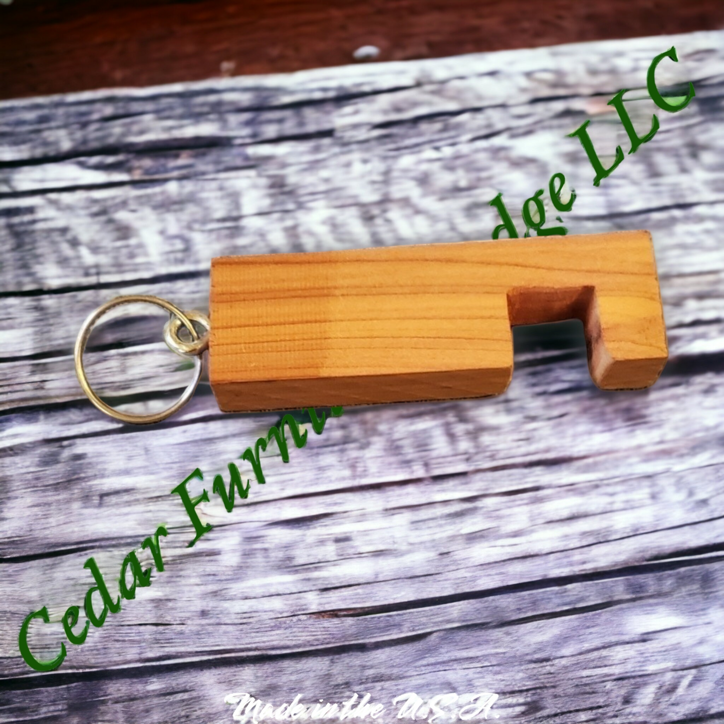 Cedar Keychain / Phone Stand