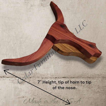 Small Wooden Steer Wall Decor