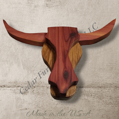 Small Wooden Steer Wall Decor