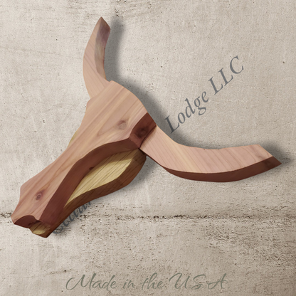 Small Wooden Steer Wall Decor