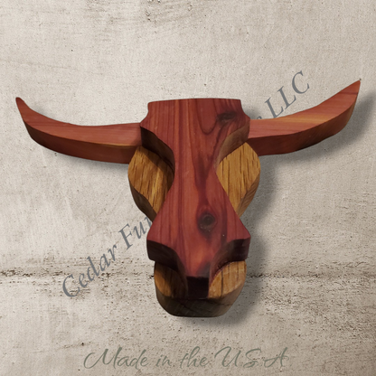 Small Wooden Steer Wall Decor