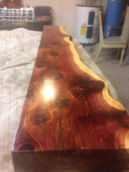 4' Floating Fireplace Mantel w/ Live Edge