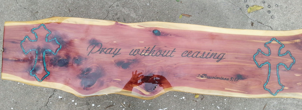 Prayer Bench with Turquoise Inlay – Cedar Furniture Lodge