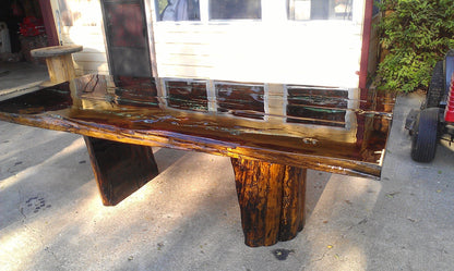 Cedar Dining Table w/ Turquoise Inlay