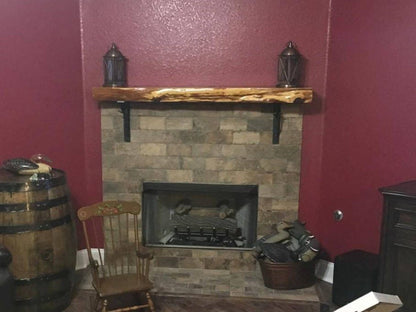 7' Floating Fireplace Mantel w/ Live Edge