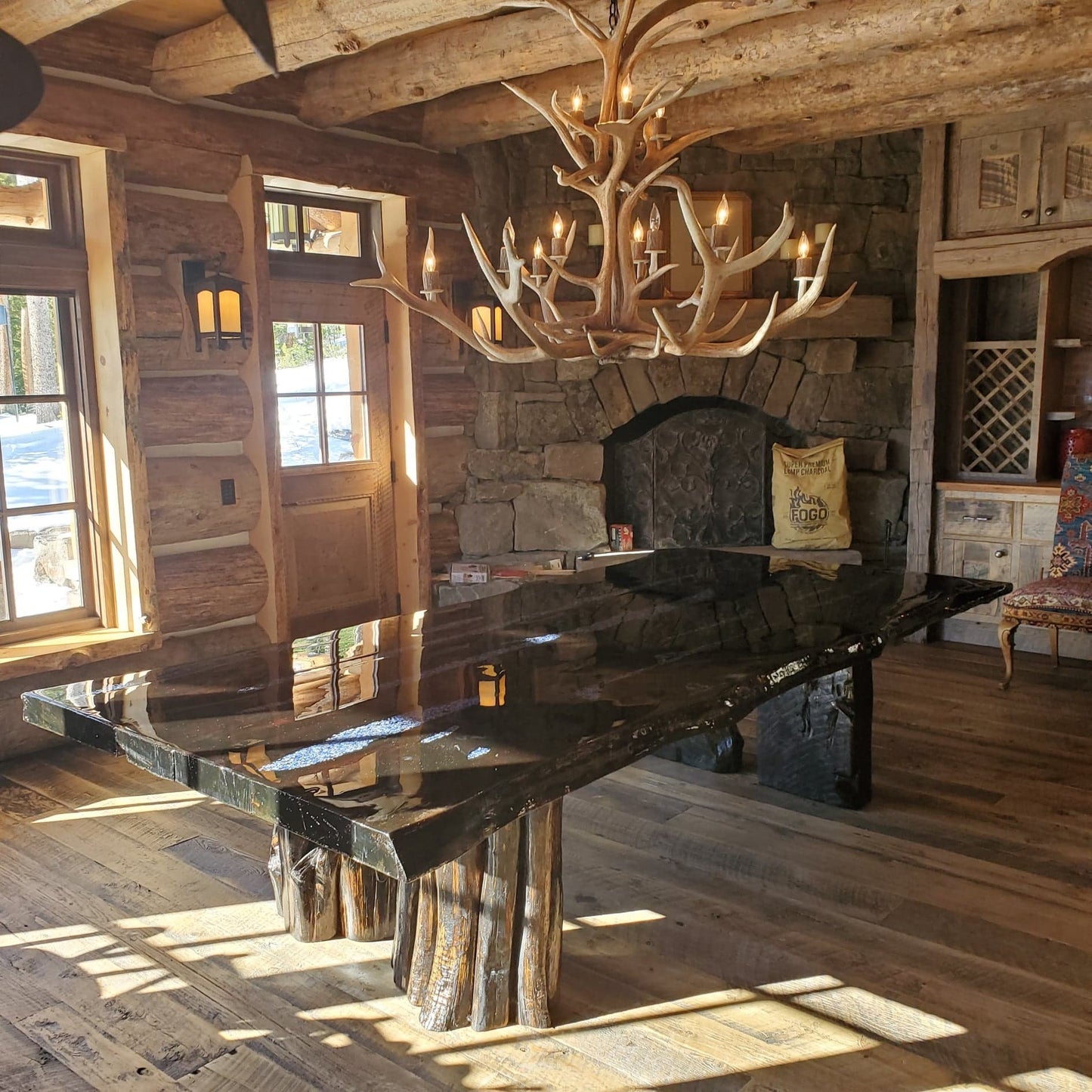 Cedar Dining Table w/ Turquoise Inlay