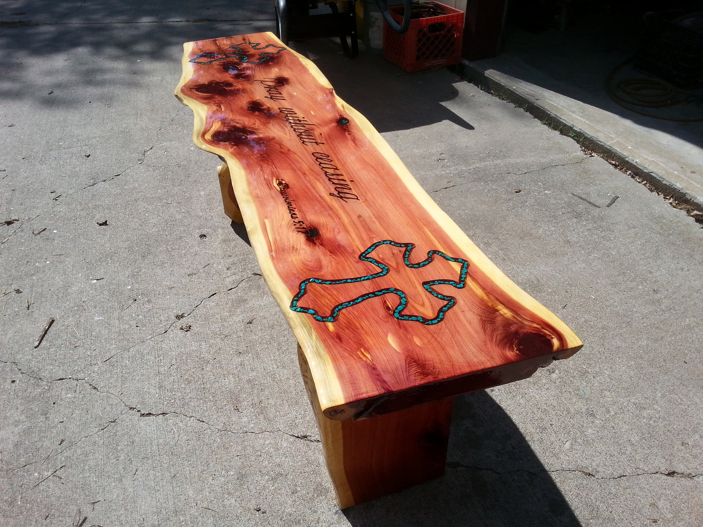 Prayer Bench with Turquoise Inlay