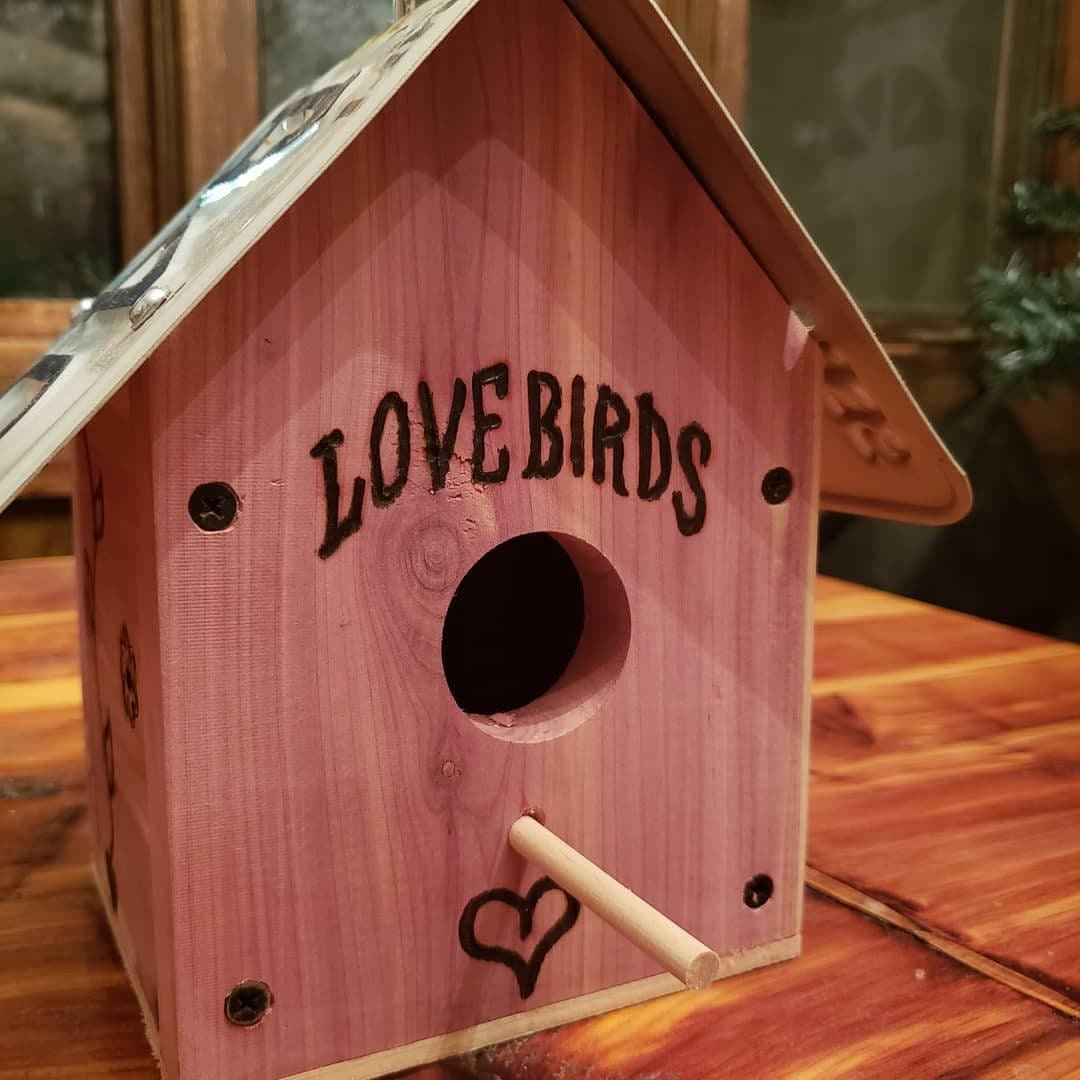 Birdhouse - Simple Cedar Birdhouse w/ Tin Roof