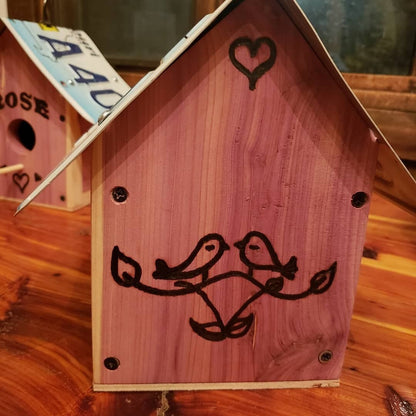 Birdhouse - Simple Cedar Birdhouse w/ Tin Roof