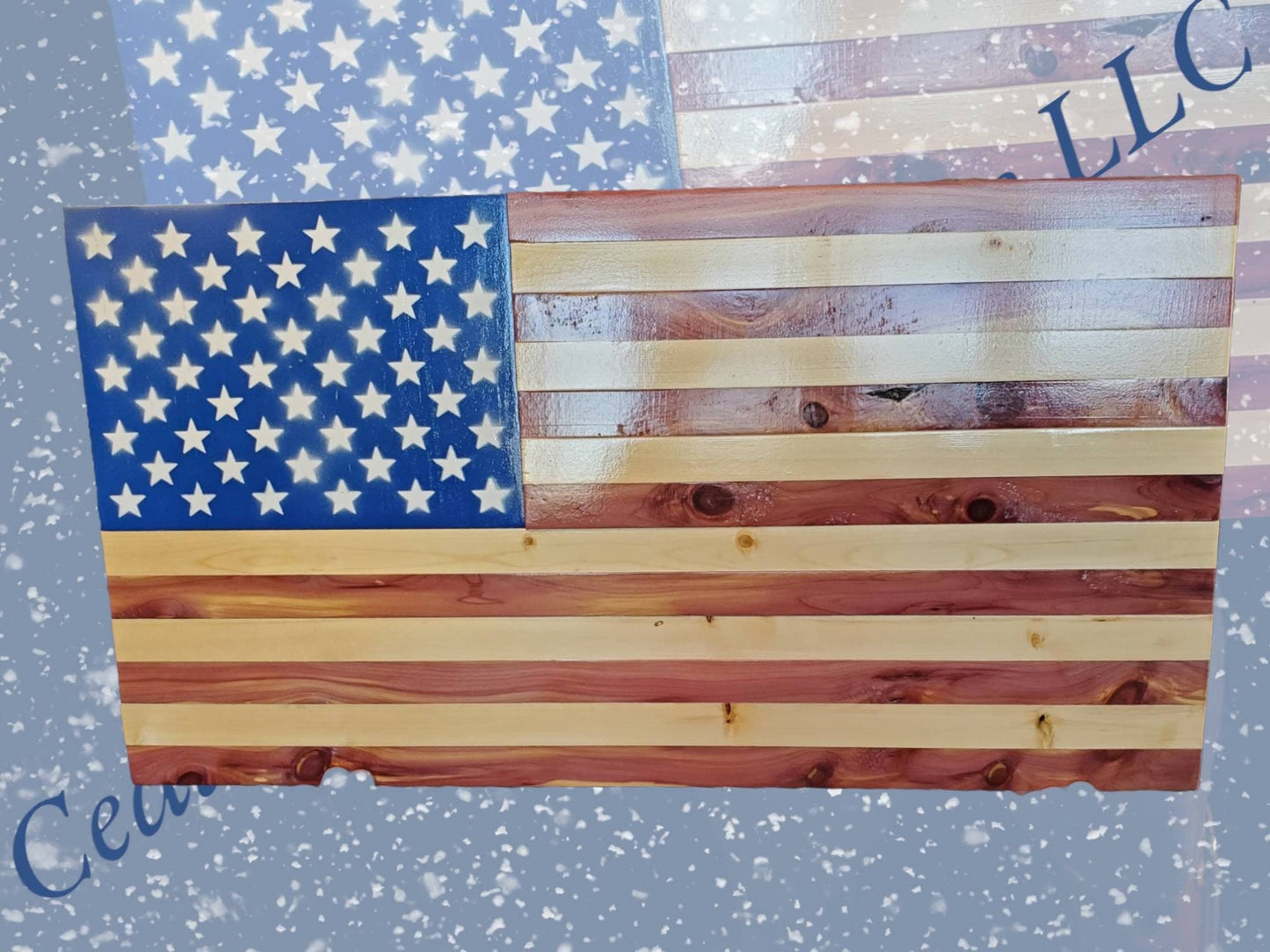 Rustic Wooden American Flag