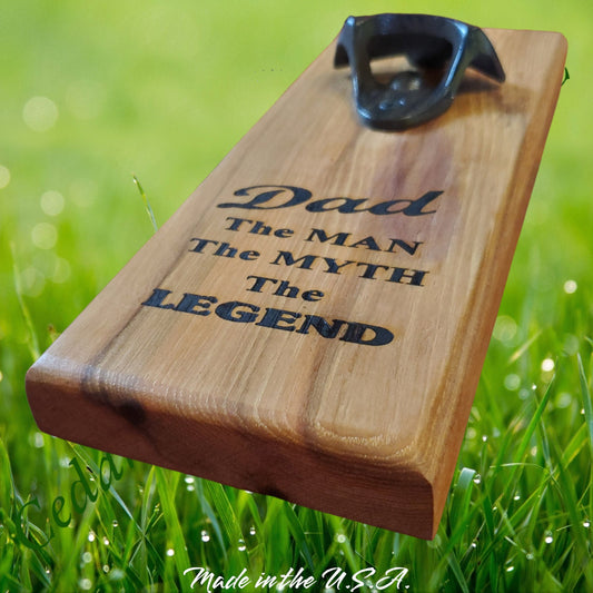 Dad's Bottle Opener - Hickory Wood