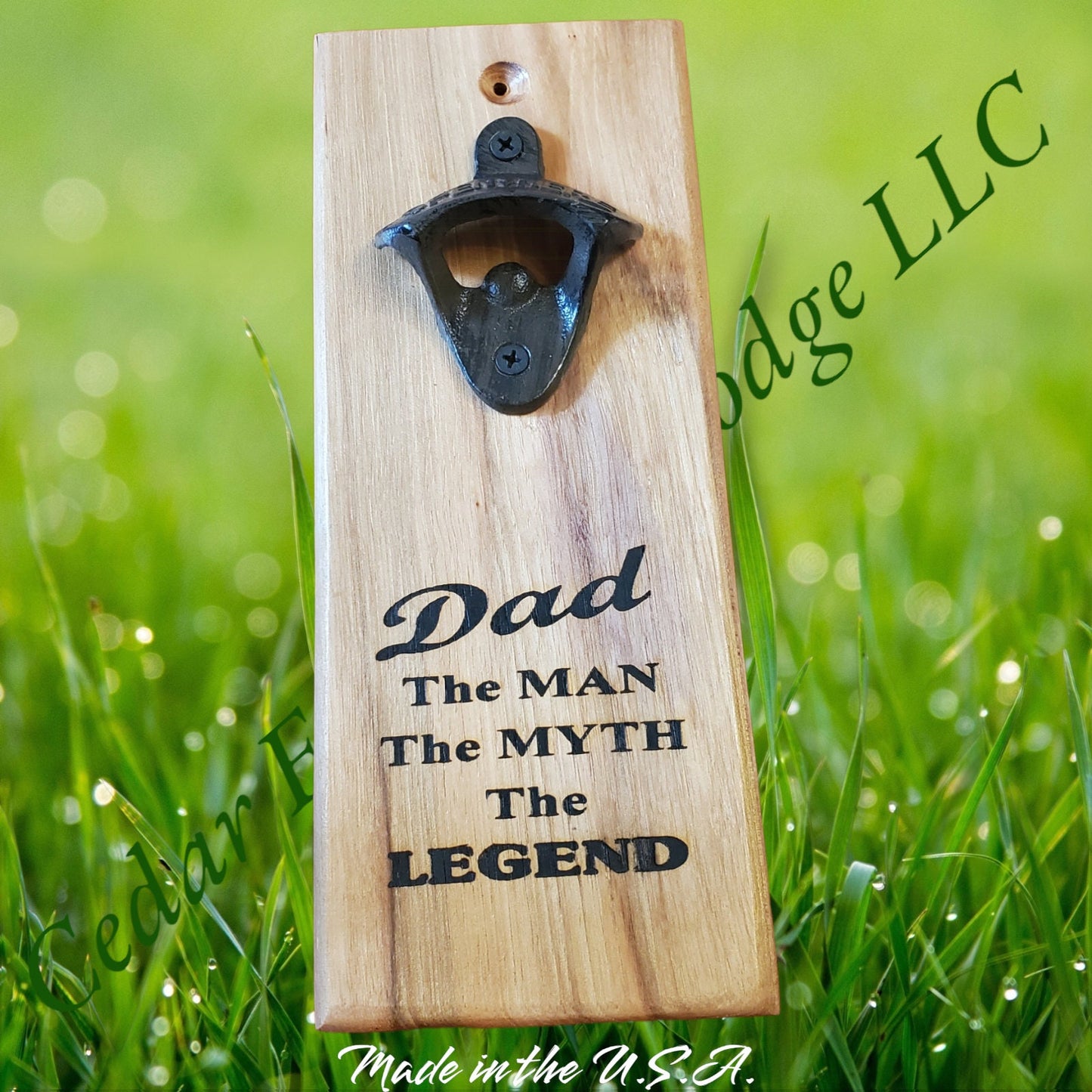Dad's Bottle Opener - Hickory Wood